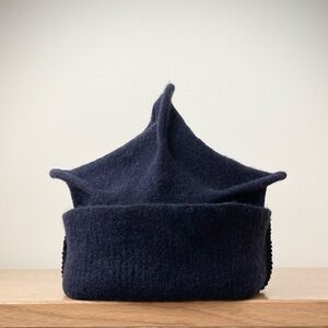 joodito origami crown 100% cashmere sweater hat felted bucket beanie dark blue